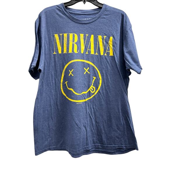 NIRVANA Heather Blue Band tee thrashed grunge sz XL - Picture 1 of 4